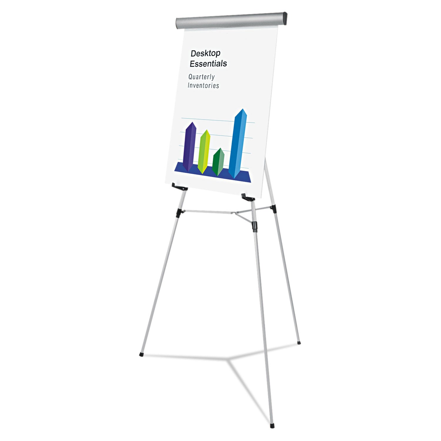 Heavy-Duty Adjustable Presentation Easel, 69" Maximum Height, Metal, Silver - 