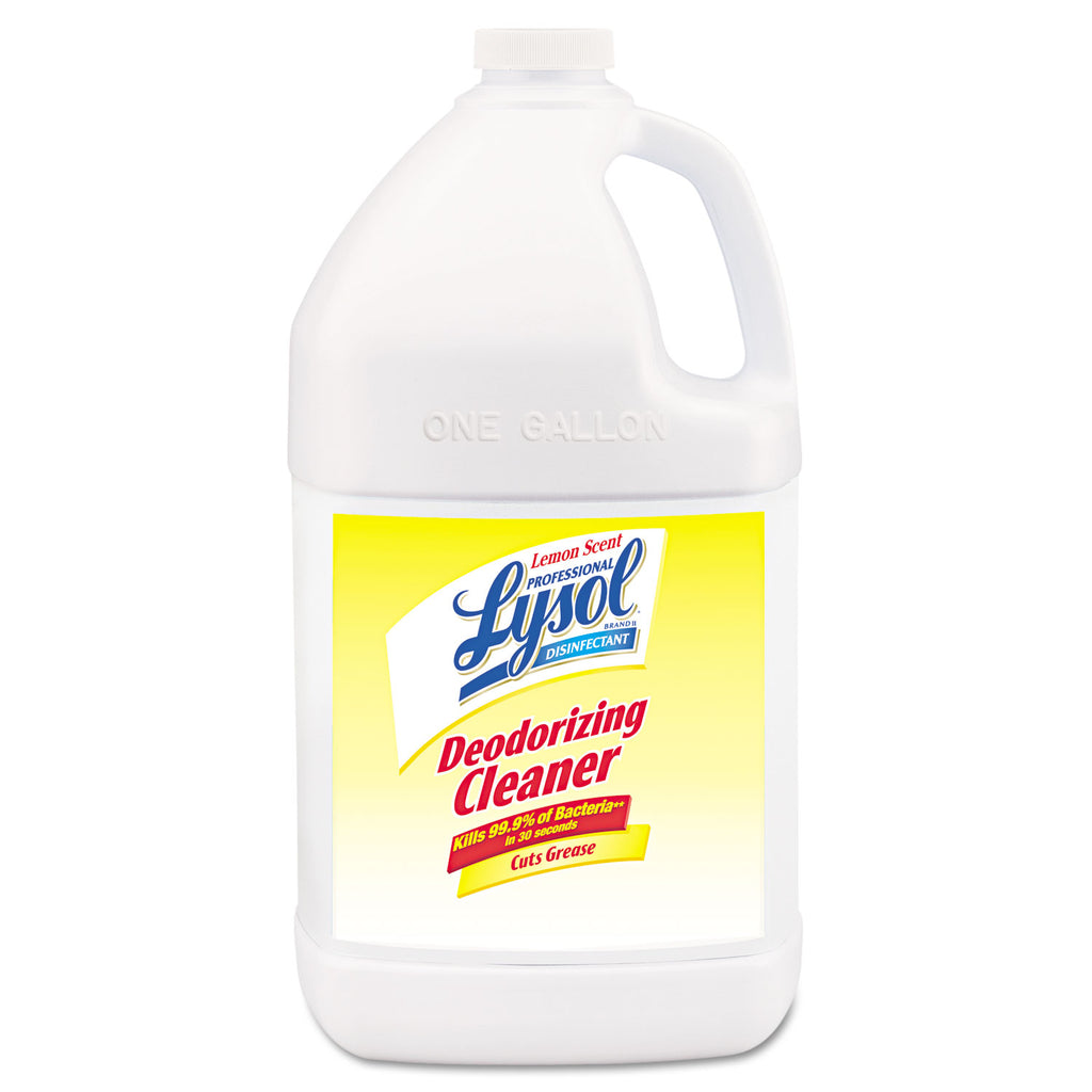 Disinfectant Deodorizing Cleaner Concentrate, 1 gal Bottle, Lemon, 4/Carton - 
