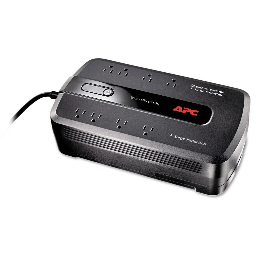 BE650G1 Back-UPS ES 650 Battery Backup System, 8 Outlets, 650 VA, 340 J - 