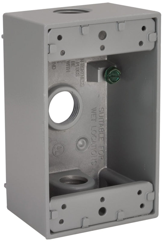 hubbell-5320-5-weatherproof-box-18-3-cu-in-3-outlet-1-gang-aluminum-gray-powder-coated