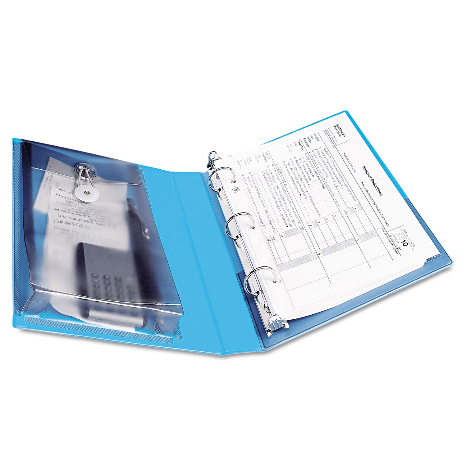 Mini Size Protect and Store View Binder with Round Rings, 3 Rings, 1" Capacity, 8.5 x 5.5, Blue - 
