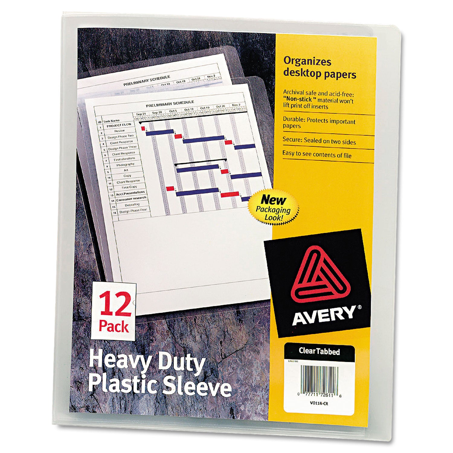 Heavy-Duty Plastic Sleeves, Letter Size, Clear, 12/Pack - 