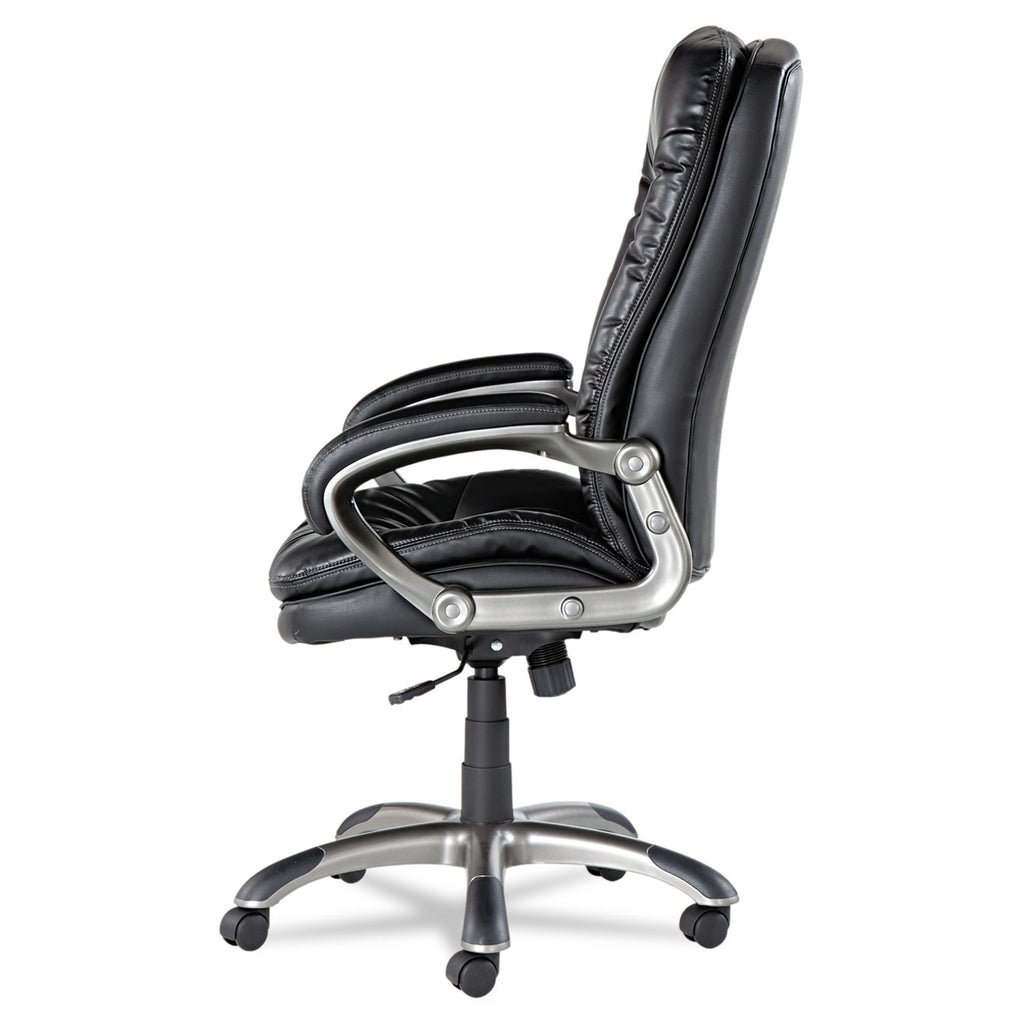 Executive Swivel/Tilt Bonded Leather High-Back Chair, Supports Up to 250 lb, 18.50" to 21.65" Seat Height, Black - 