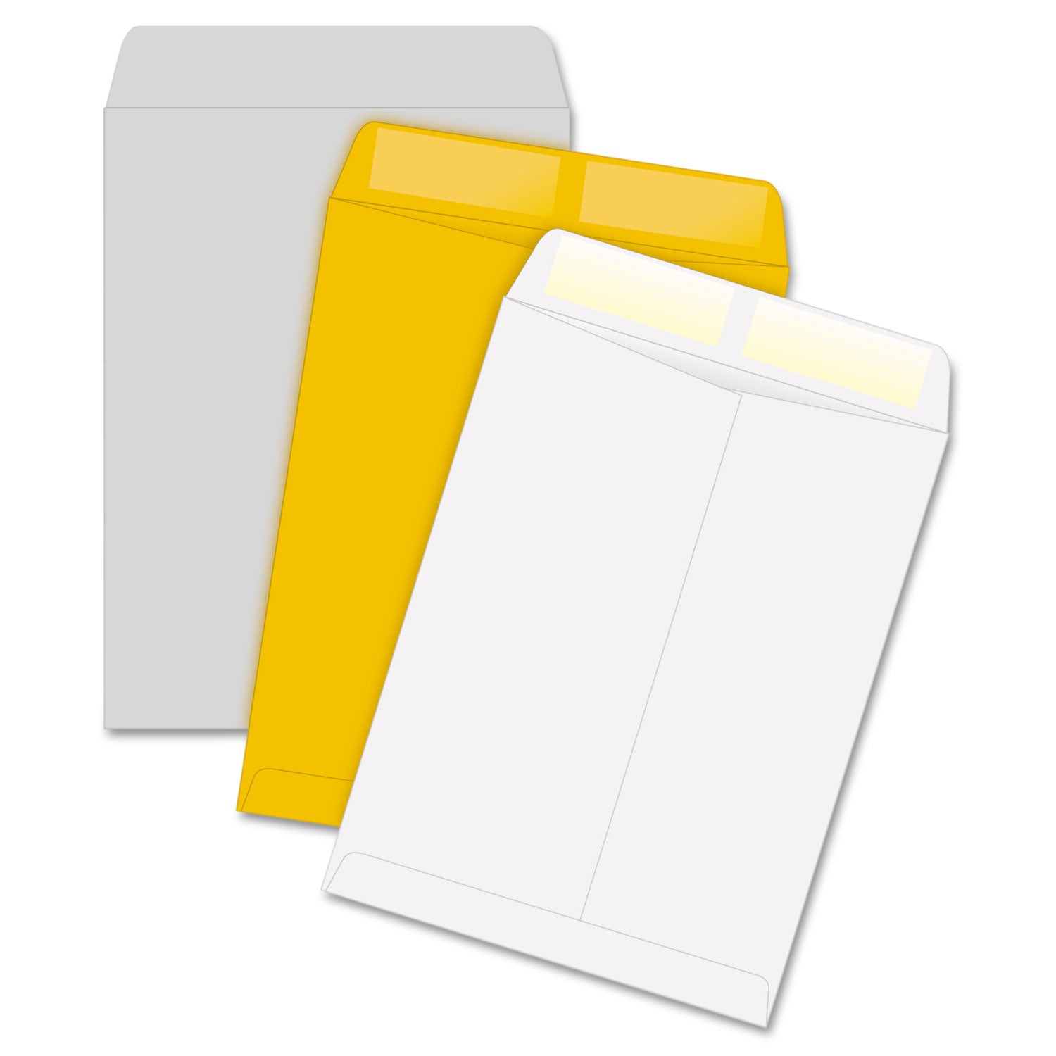 Catalog Envelope, 28 lb Bond Weight Kraft, #10 1/2, Square Flap, Gummed Closure, 9 x 12, White, 100/Box - 