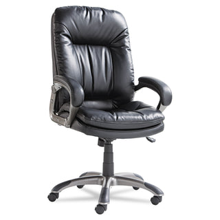 Executive Swivel/Tilt Bonded Leather High-Back Chair, Supports Up to 250 lb, 18.50" to 21.65" Seat Height, Black - 