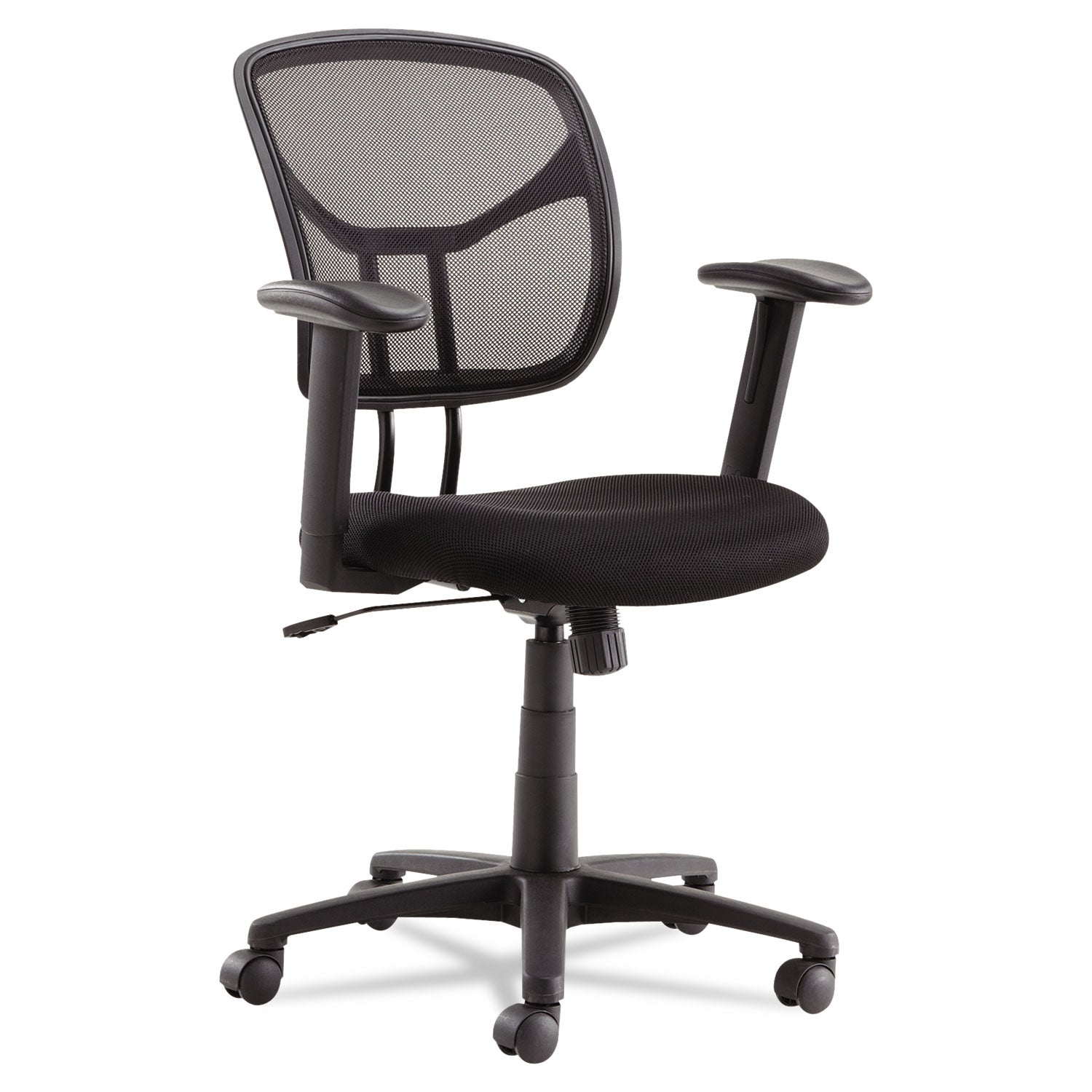 Swivel/Tilt Mesh Task Chair with Adjustable Arms, Supports Up to 250 lb, 17.72" to 22.24" Seat Height, Black - 