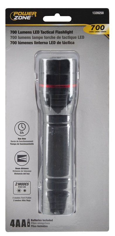 powerzone-12098-tactical-flashlight-aa-battery-led-lamp-700-lumens-150-m-beam-distance-5-hr-run-time-black
