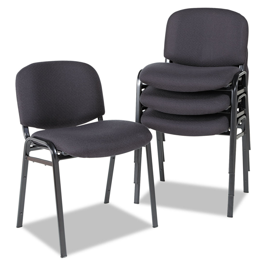 Alera Continental Series Stacking Chairs, Supports Up to 250 lb, 19.68" Seat Height, Black, 4/Carton - 