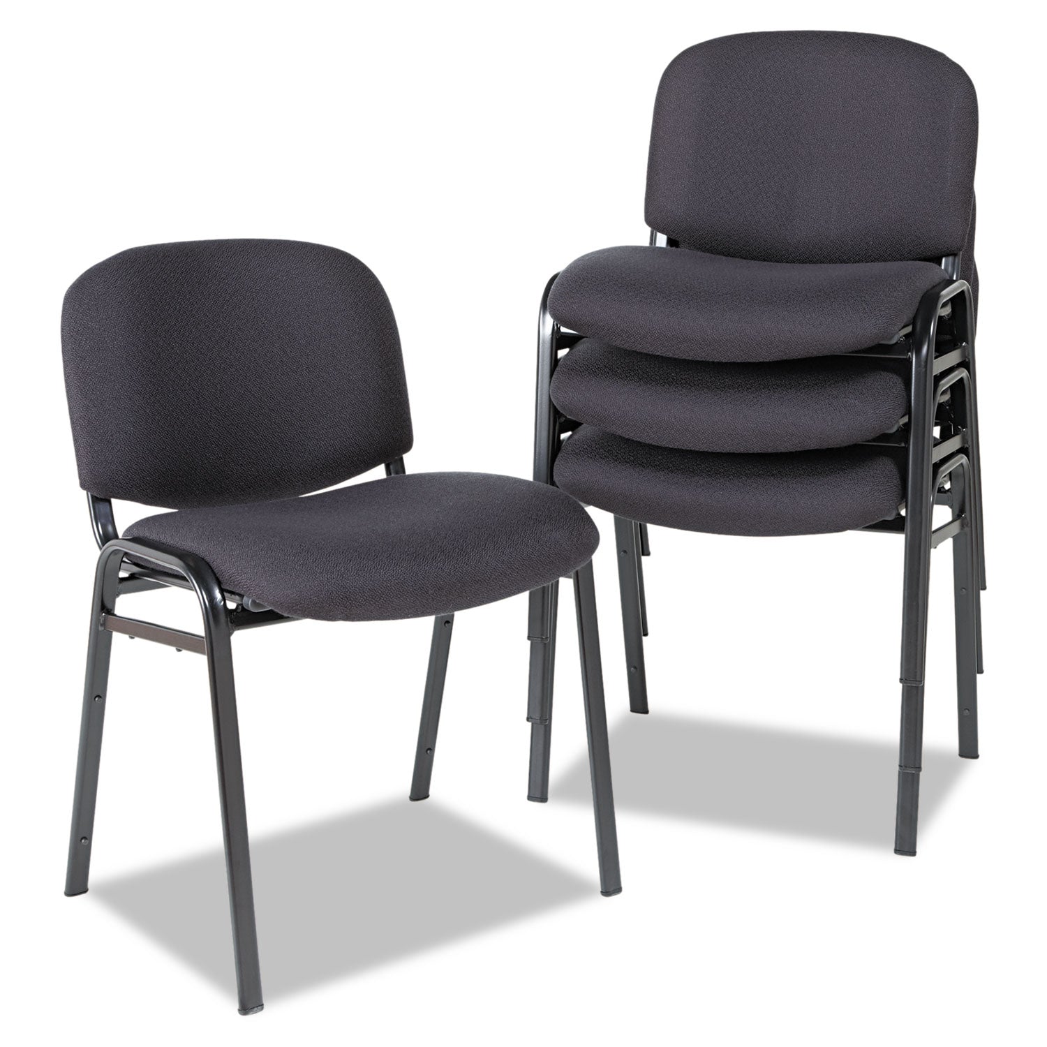 Alera Continental Series Stacking Chairs, Supports Up to 250 lb, 19.68" Seat Height, Black, 4/Carton - 