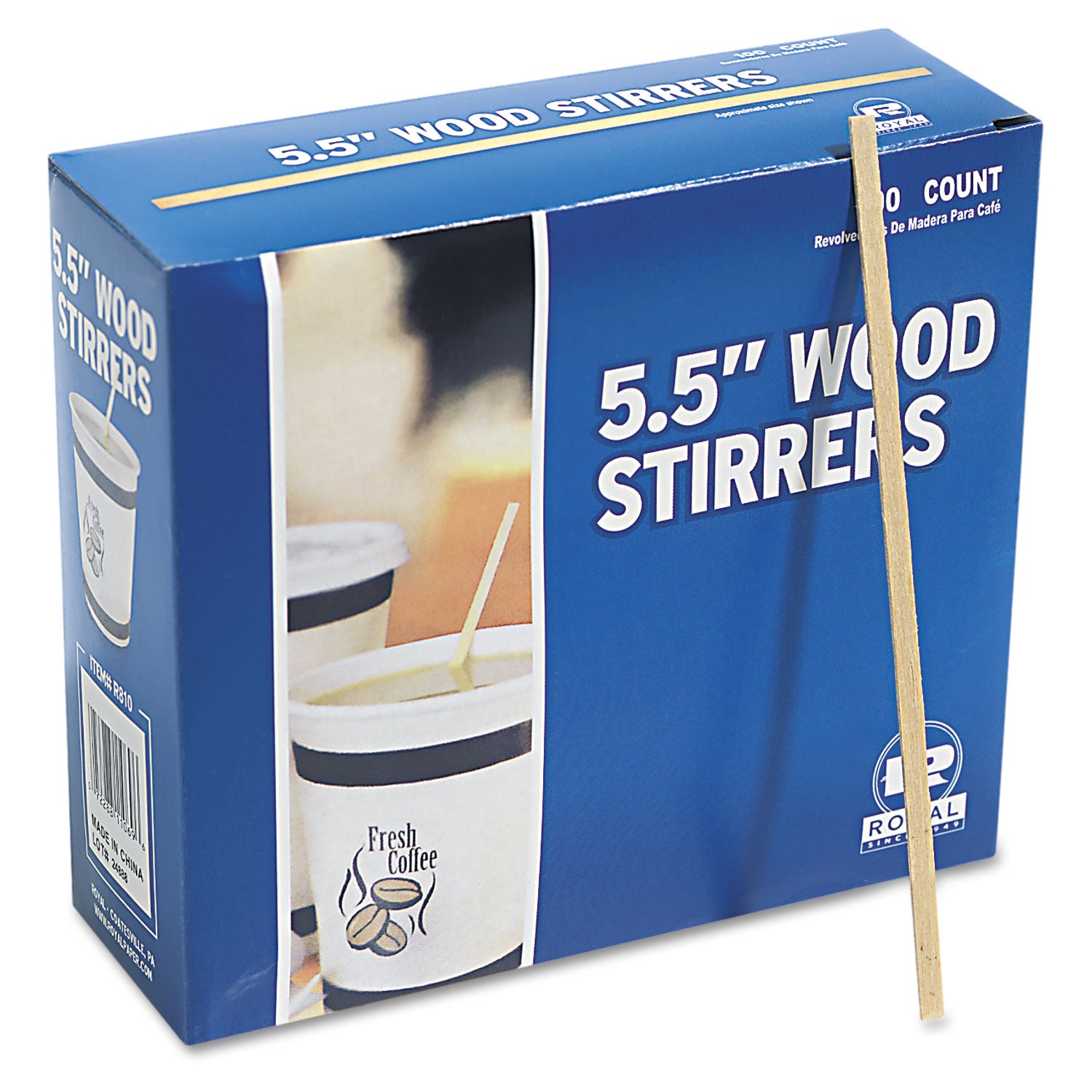 Wood Coffee Stirrers, 5.5", 10,000/Carton
