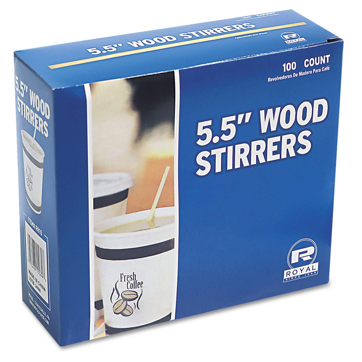 Wood Coffee Stirrers, 5.5", 10,000/Carton - 