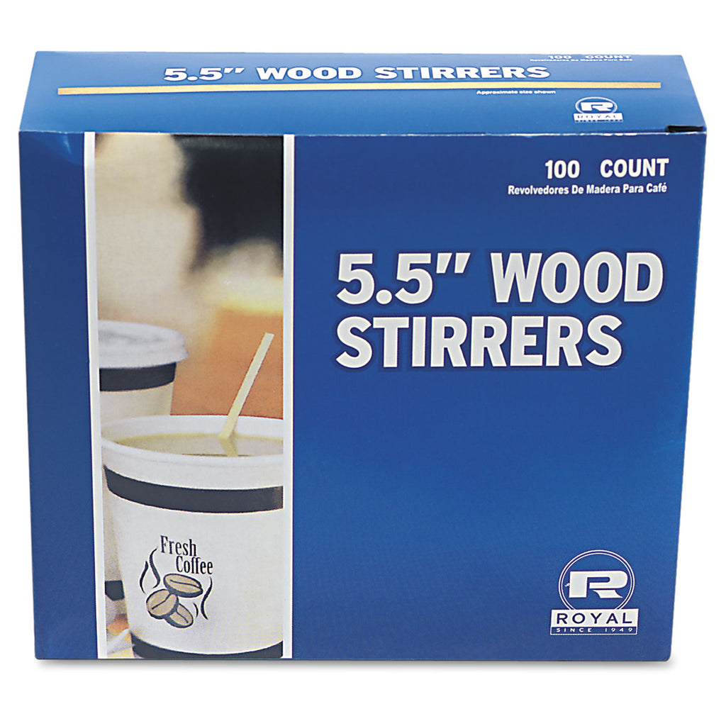 Wood Coffee Stirrers, 5.5", 10,000/Carton