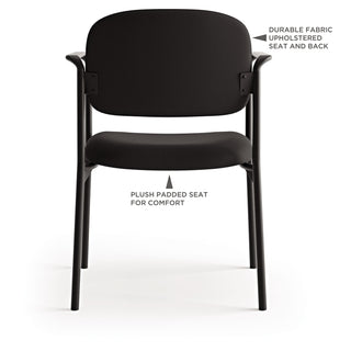 VL616 Stacking Guest Chair with Arms, Fabric Upholstery, 23.25" x 21" x 32.75", Charcoal Seat, Charcoal Back, Black Base - 