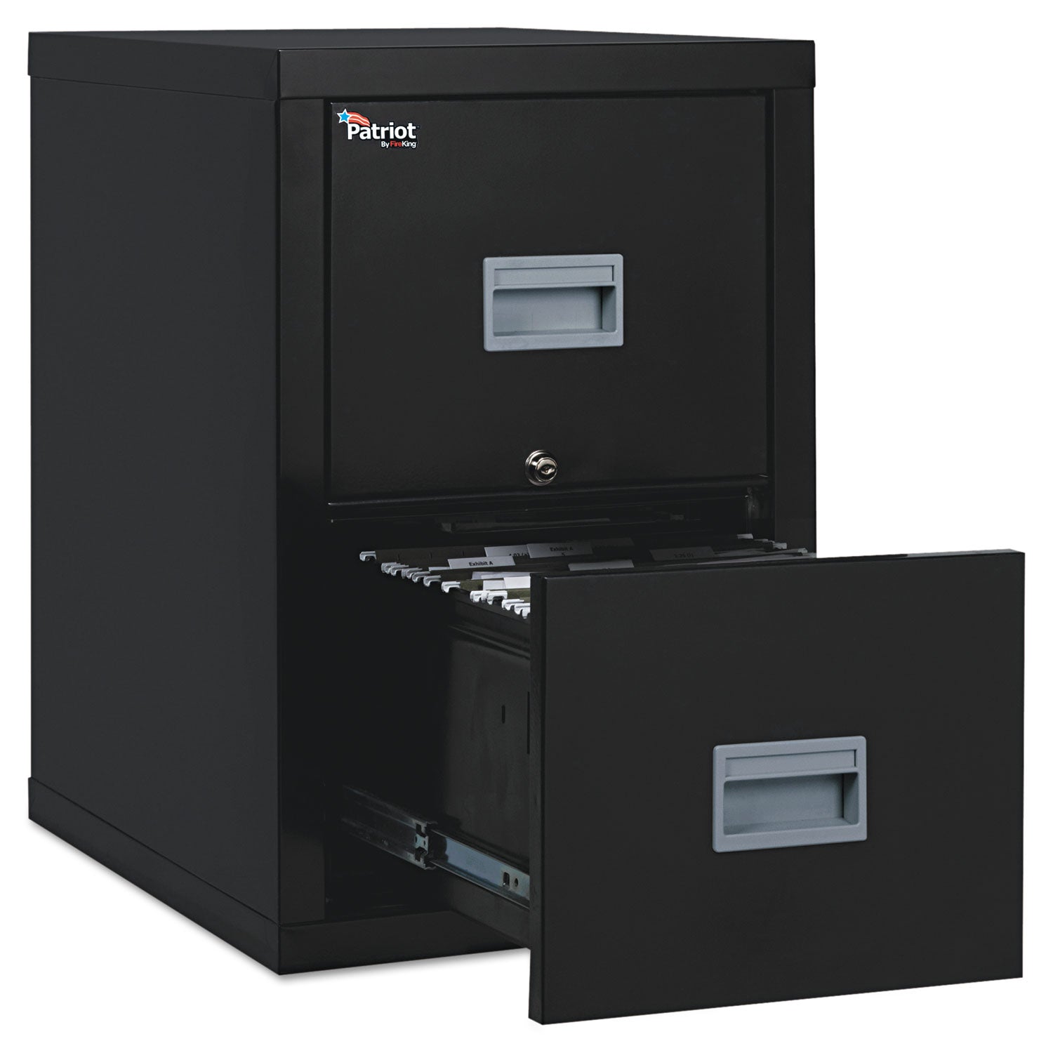 Patriot by FireKing Insulated Fire File, 1-Hour Fire Protection, 2 Legal/Letter File Drawers, Black, 17.75" x 25" x 27.75 - 