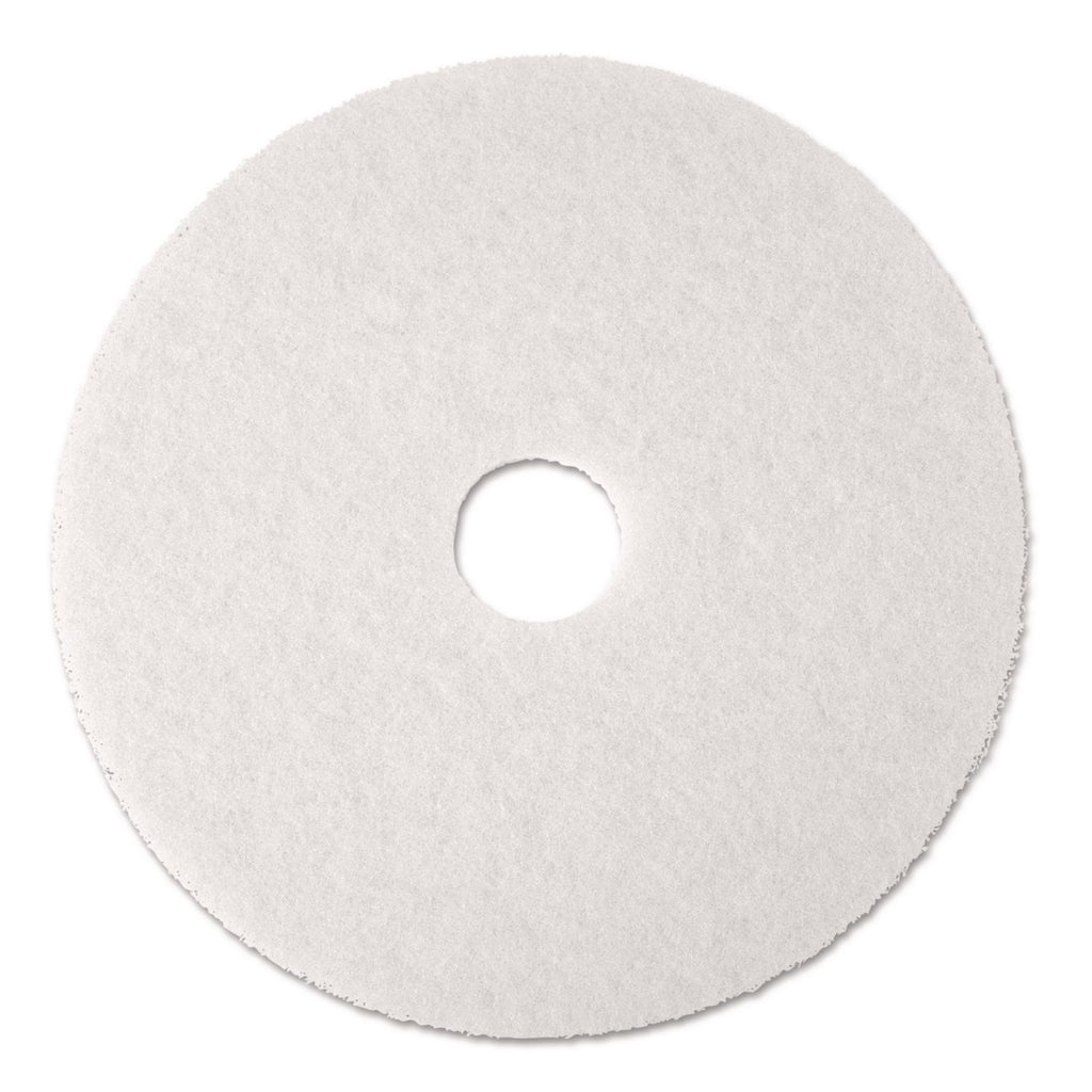 Low-Speed Super Polishing Floor Pads 4100, 24" Diameter, White, 5/Carton