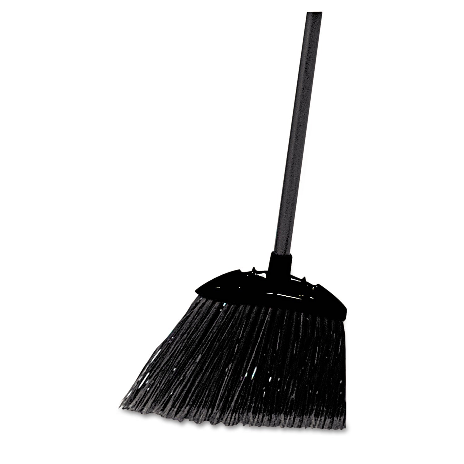 Angled Lobby Broom, Poly Bristles, 35" Handle, Black - 