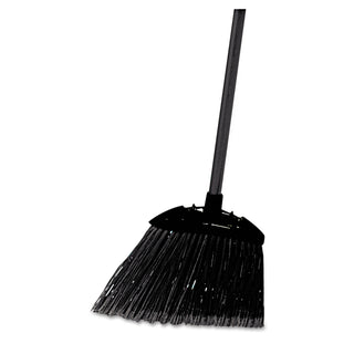 Angled Lobby Broom, Poly Bristles, 35" Handle, Black - 