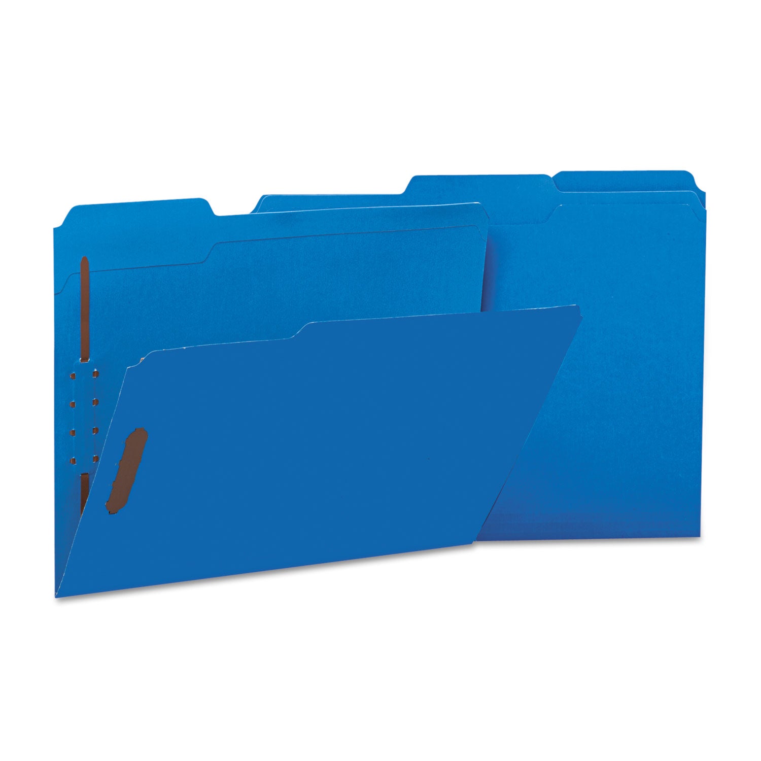 Deluxe Reinforced Top Tab Fastener Folders, 0.75" Expansion, 2 Fasteners, Letter Size, Blue Exterior, 50/Box - 