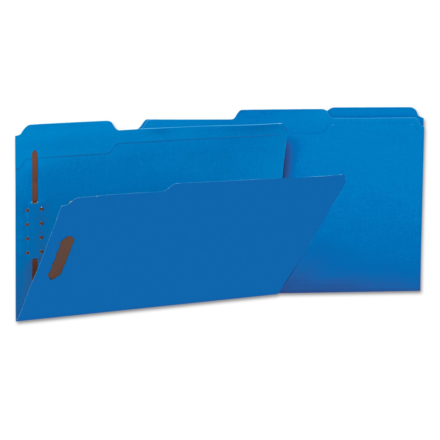 Deluxe Reinforced Top Tab Fastener Folders, 0.75" Expansion, 2 Fasteners, Legal Size, Blue Exterior, 50/Box - 