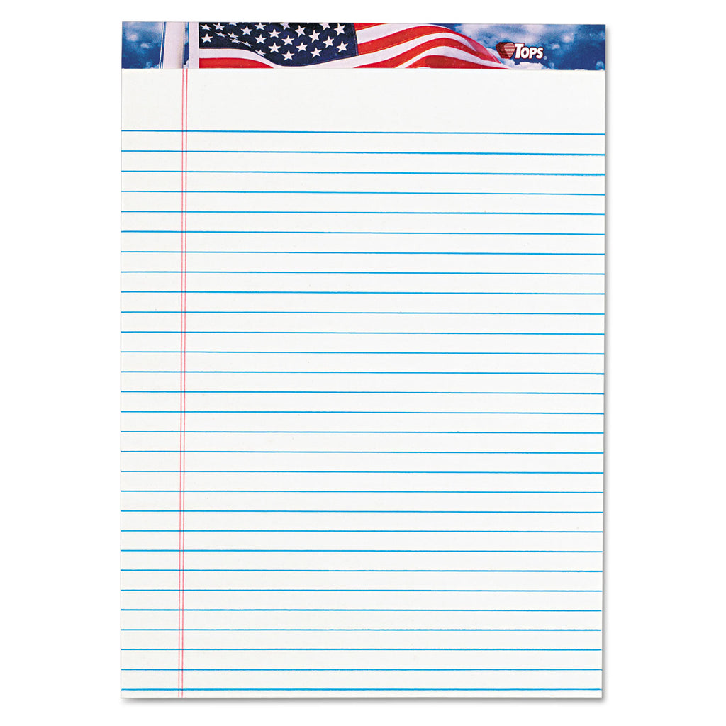 American Pride Writing Pad, Wide/Legal Rule, Red/White/Blue Headband, 50 White 8.5 x 11.75 Sheets, 12/Pack