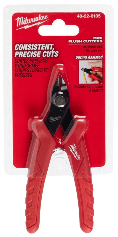 milwaukee-48-22-6105-mini-flush-cutter-5-in-oal-steel-jaw-overmolded-non-insulated-handle-red-handle