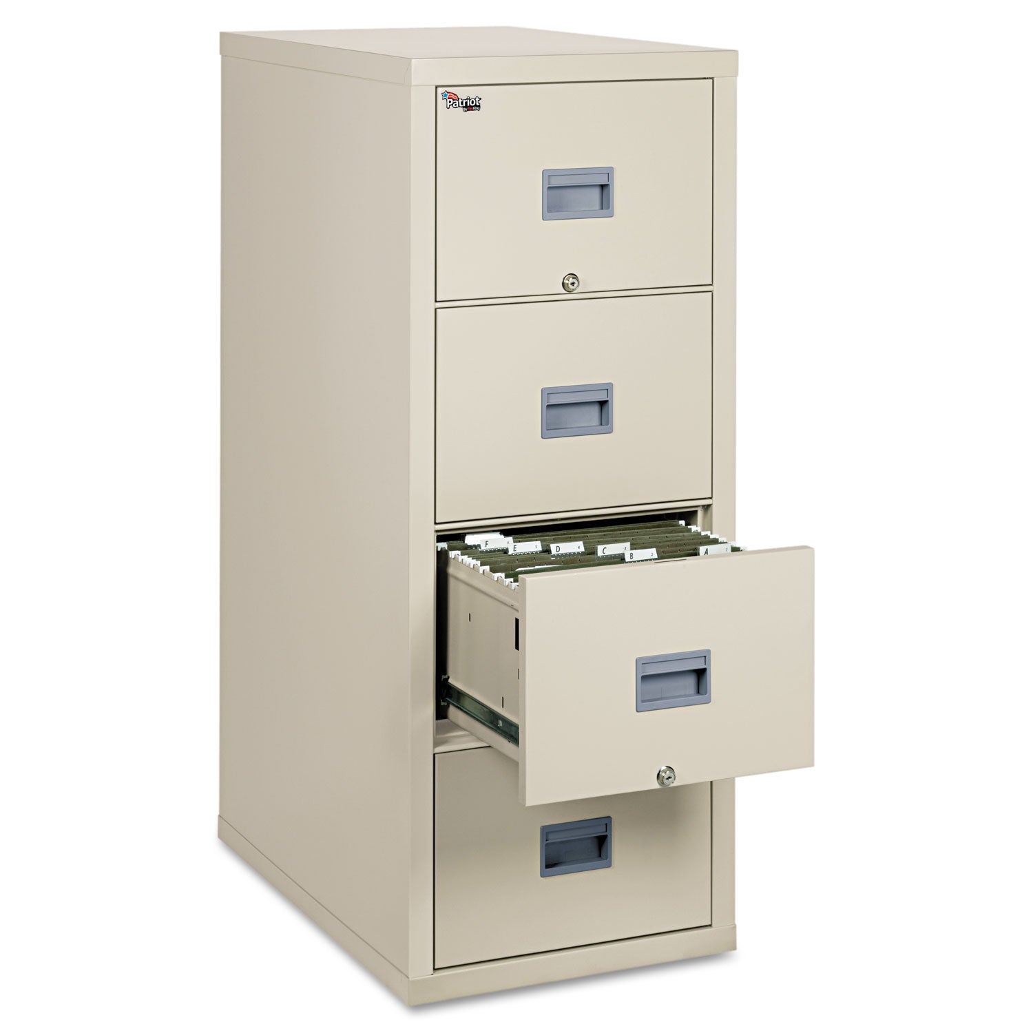 Patriot by FireKing Insulated Fire File, 1-Hour Fire Protection, 4 Letter-Size File Drawers, Parchment, 17.75 x 31.63 x 52.75 - 