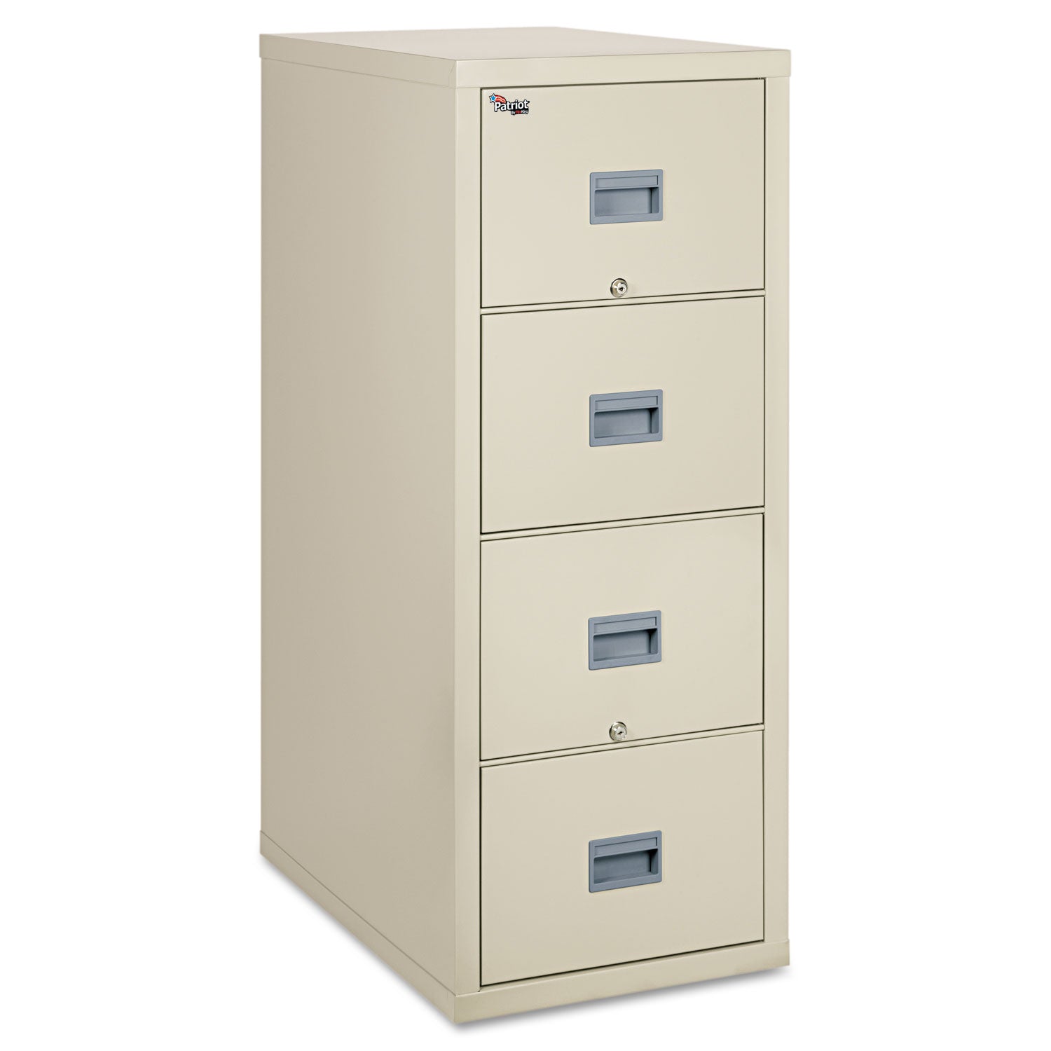 FireKing Patriot Series 4-Drawer Vertical Fire Files - 20.8" x 31.6" x 52.8" - 4 x Drawer(s) for File - Legal - Vertical - Fire Proof, Impact Resistant, Locking Drawer, Scratch Resistant, Recessed Handle, Ball Bearing Slide - Parchment - Gypsum, Stee - 1