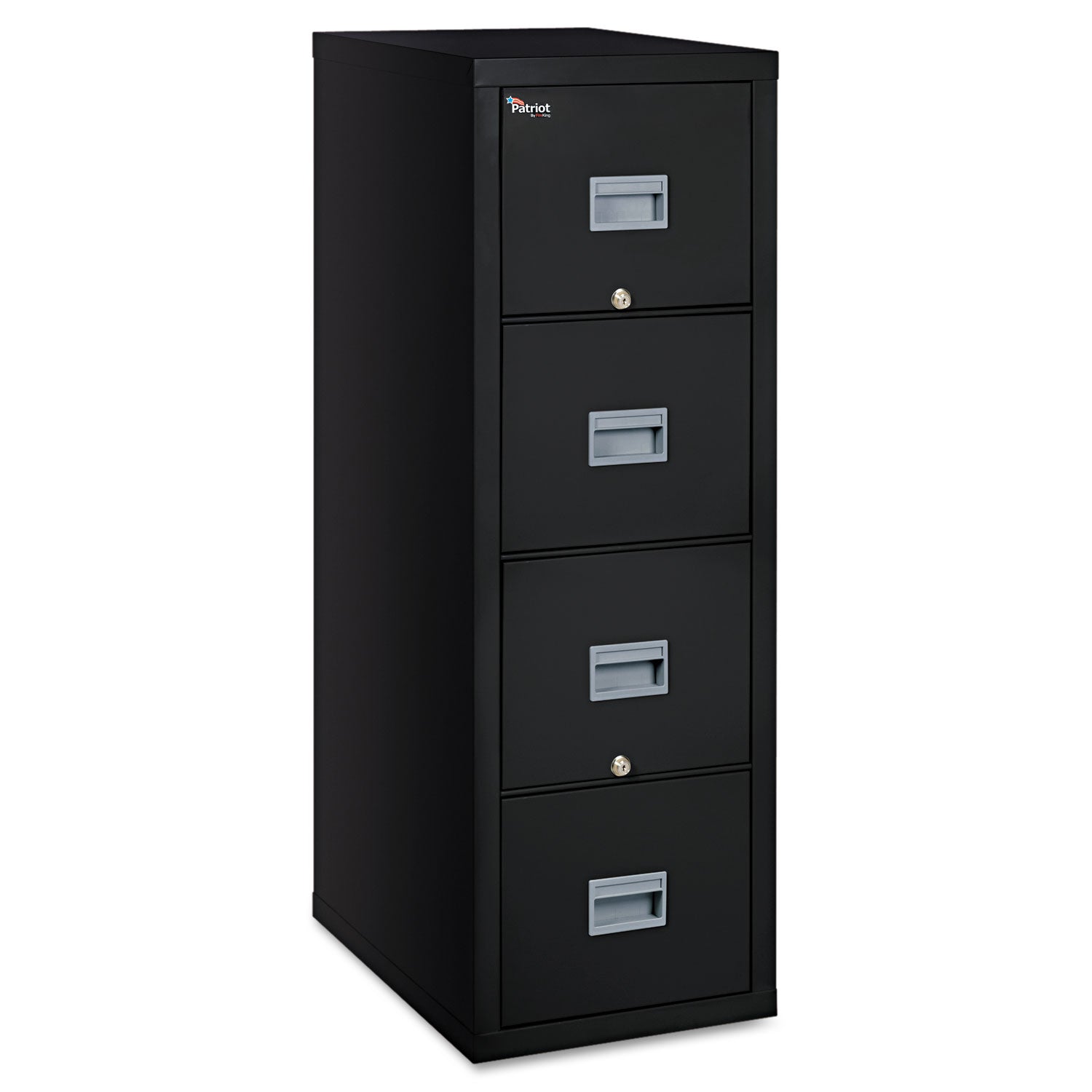 Patriot by FireKing Insulated Fire File, 1-Hour Fire Protection, 4 Legal/Letter File Drawers, Black, 17.75" x 25" x 52.75 - 