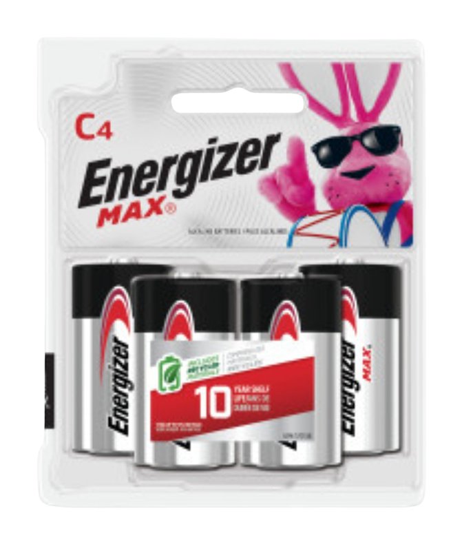 MAX Alkaline C Batteries, 1.5 V, 4/Pack