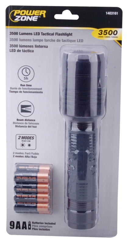 powerzone-12169-tactical-flashlight-aa-battery-led-lamp-3500-lumens-200-m-beam-distance-5-hrs-run-time-black