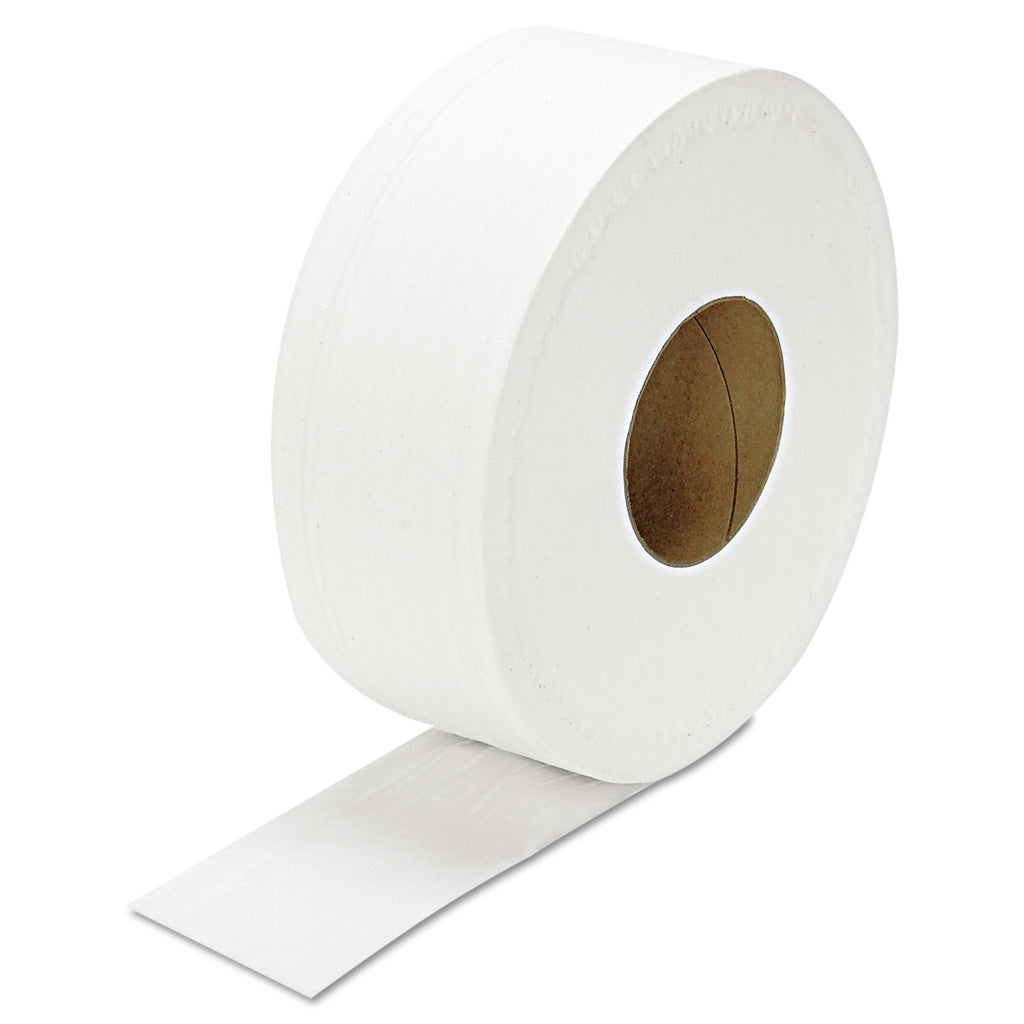 JRT Jumbo Bath Tissue, Septic Safe, 2-Ply, White, 3.3" x 1,000 ft, 12 Rolls/Carton