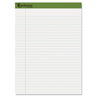 Earthwise by Ampad Recycled Writing Pad, Wide/Legal Rule, Politex Sand Headband, 40 White 8.5 x 11.75 Sheets, 4/Pack - 