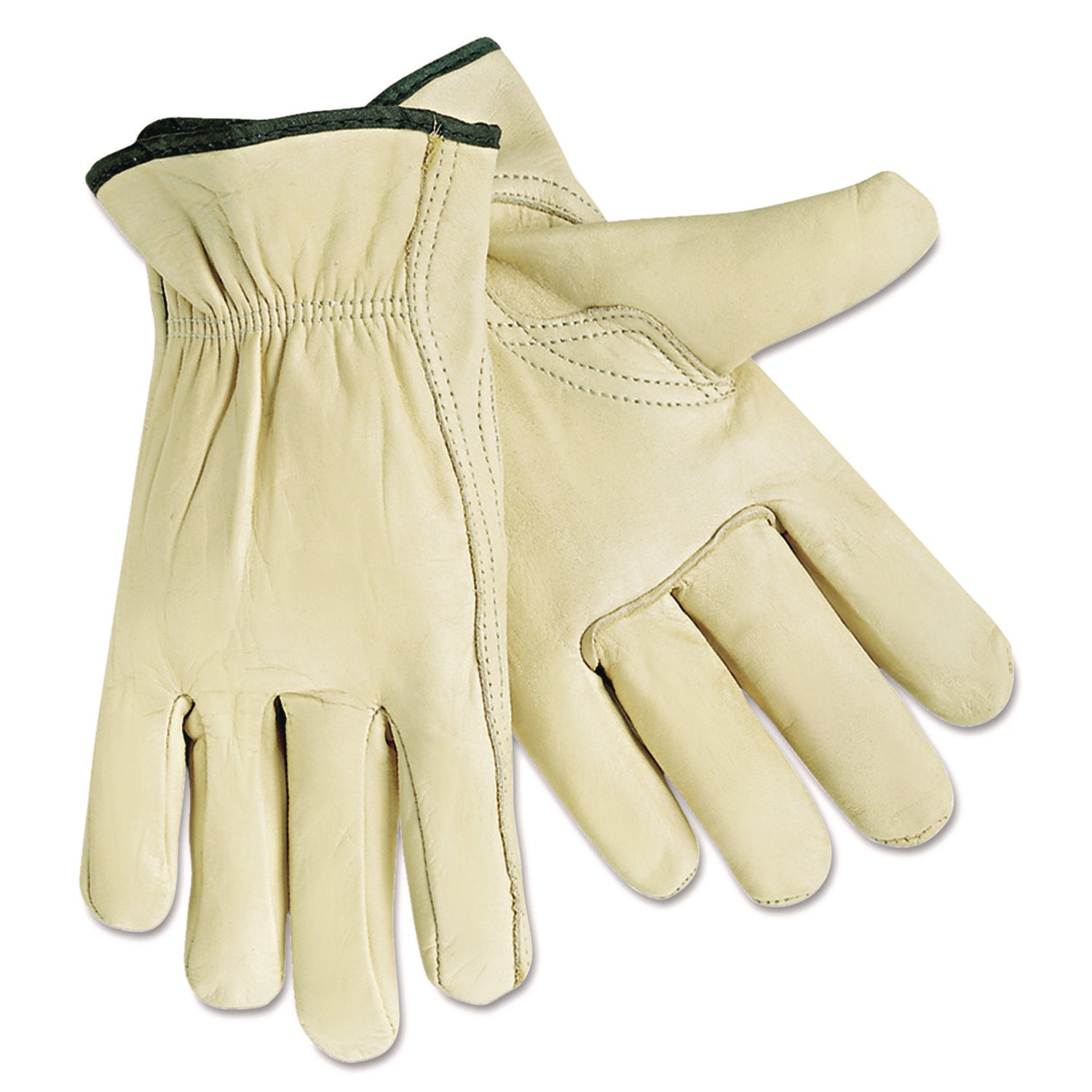 MCR Safety Leather Driver Gloves - Large Size - Beige - 2 / Pair