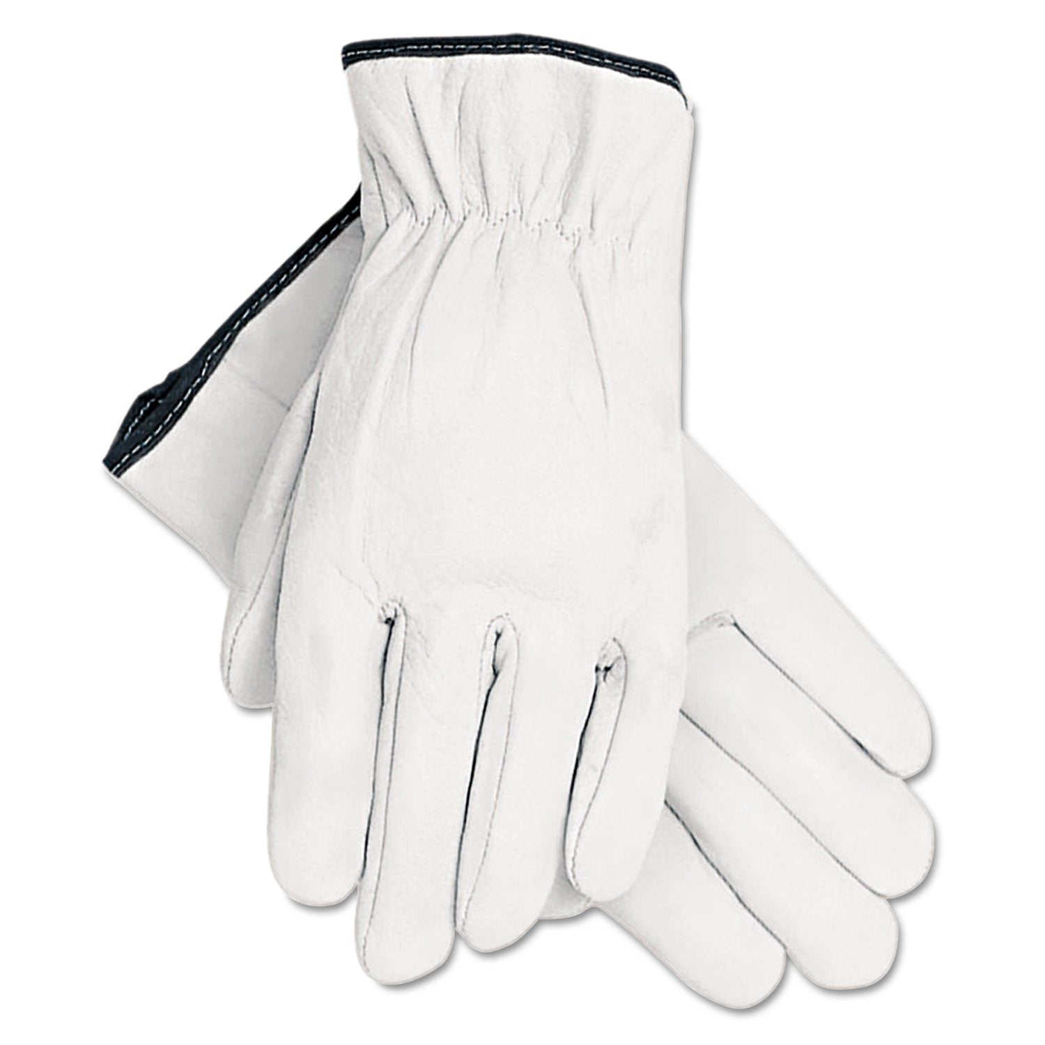 Grain Goatskin Driver Gloves, White, Large, 12 Pairs - 