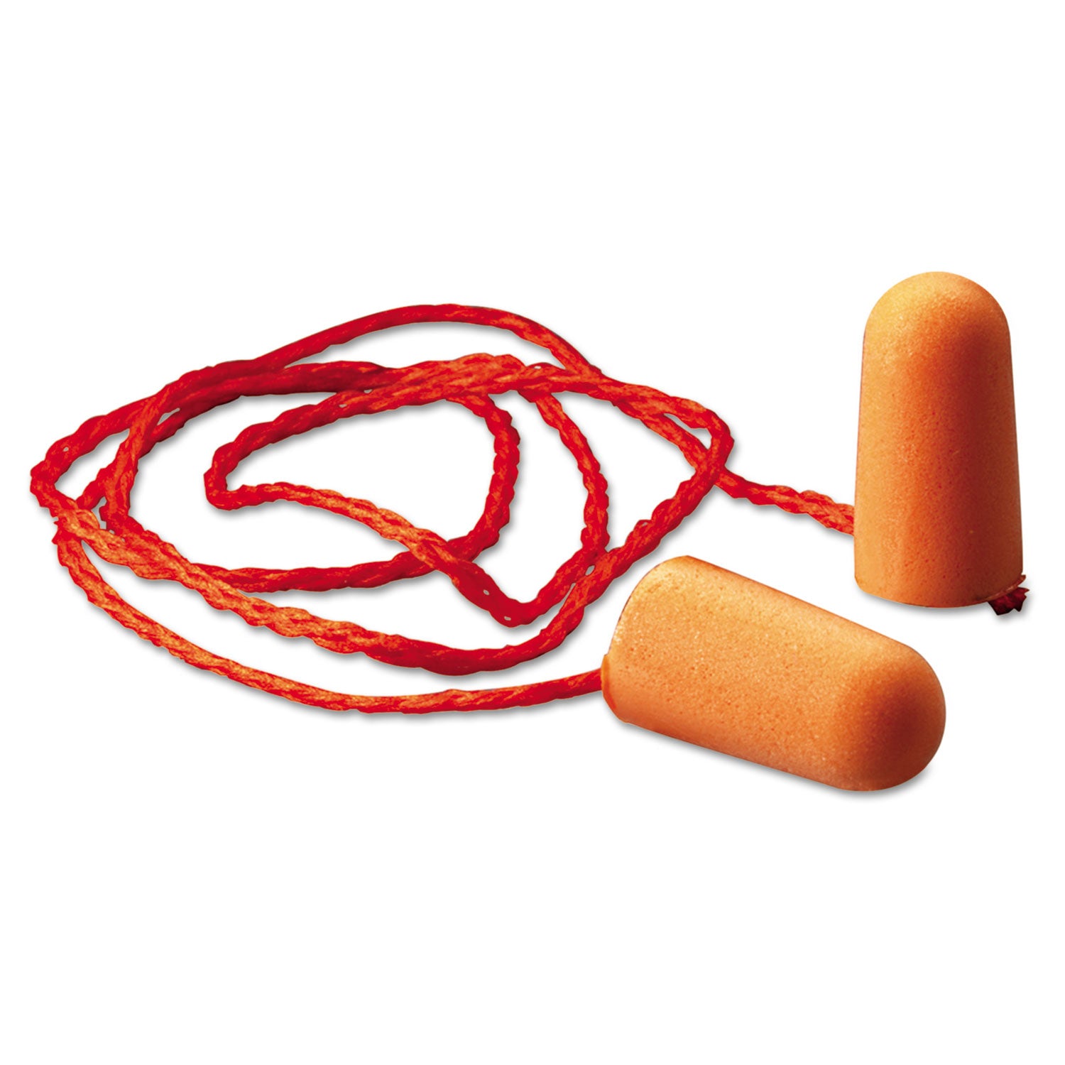 Foam Single-Use Earplugs, Corded, 29NRR, Orange, 100 Pairs - 