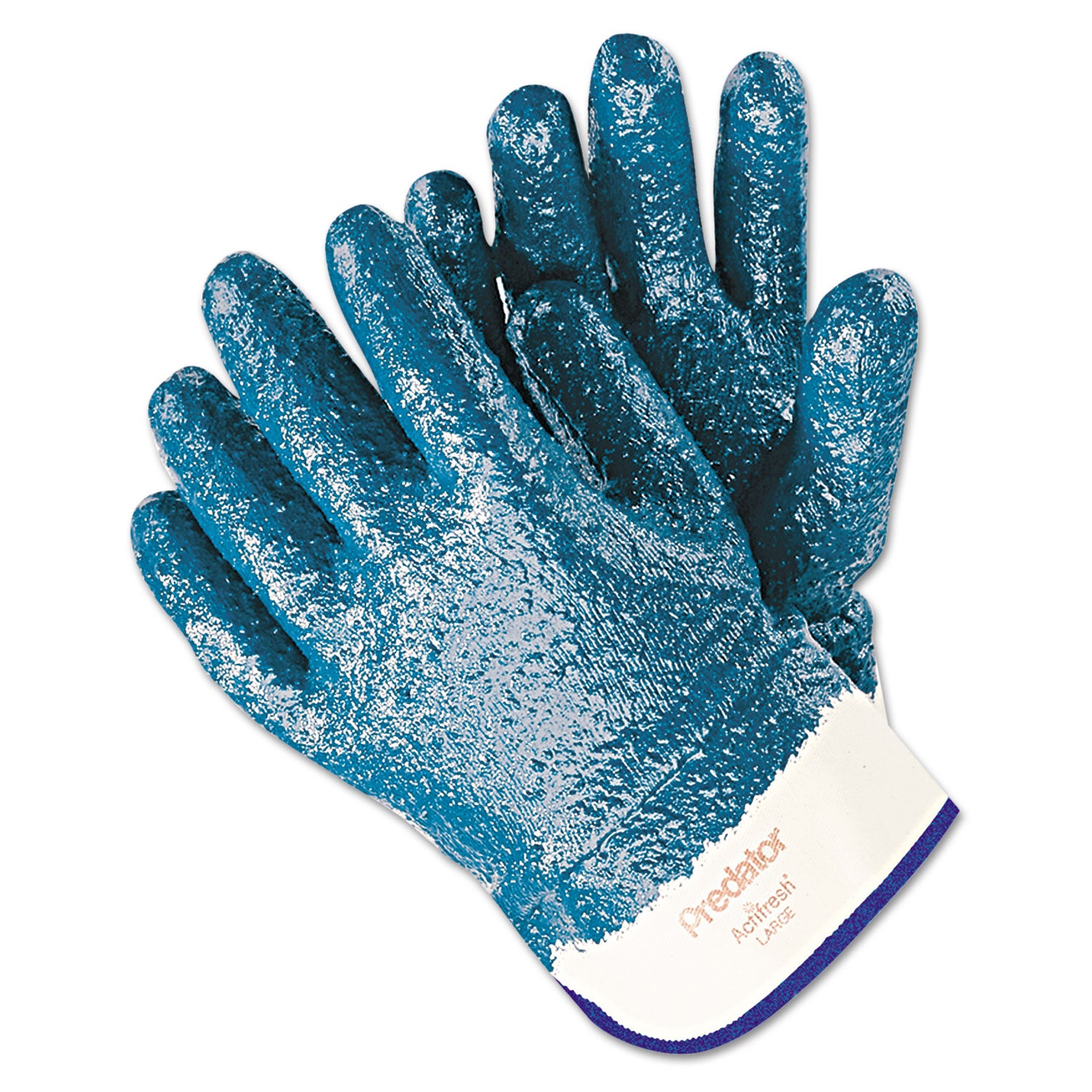 Predator Premium Nitrile-Coated Gloves, Blue/White, Large, 12 Pairs - 