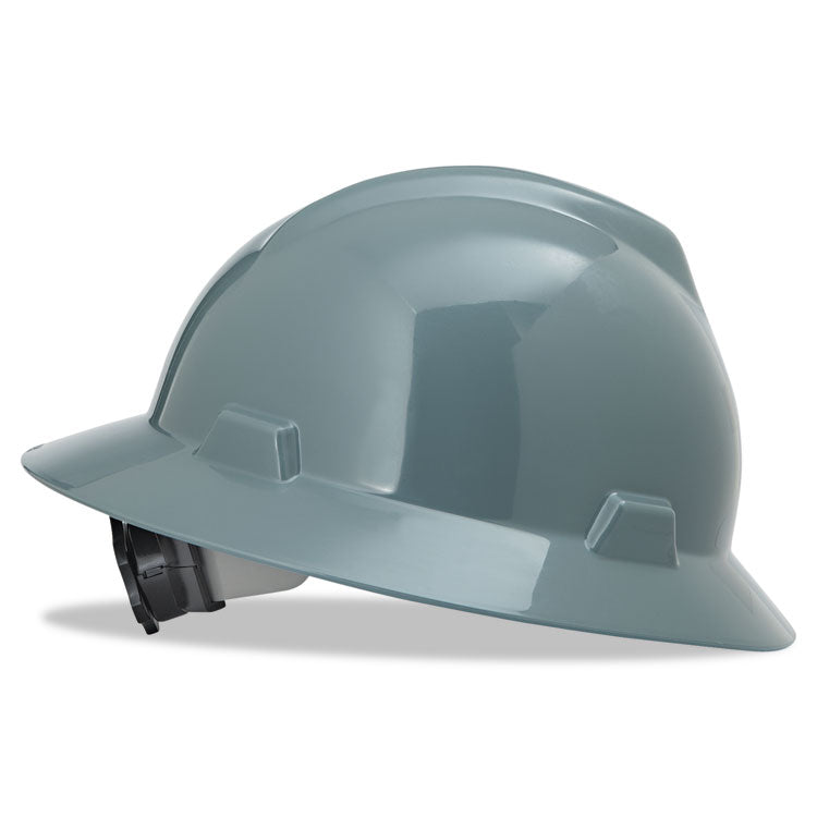 V-Gard Full-Brim Hard Hats, Ratchet Suspension, Size 6 1/2 - 8, Gray - 