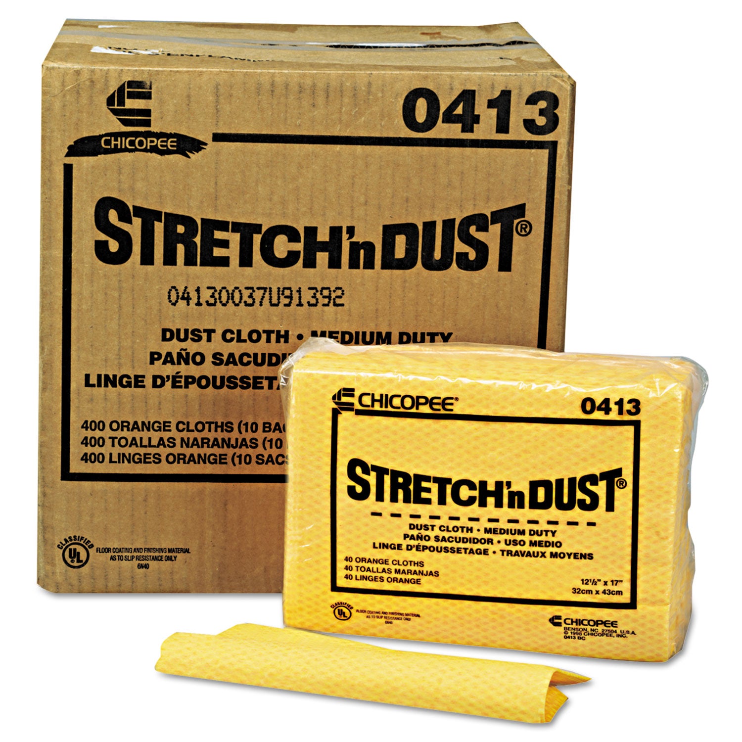 Stretch 'n Dust Cloths, 12.6 x 17, Yellow, 40/Pack, 10 Packs/Carton - 