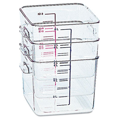 SpaceSaver Square Containers, 2 qt, 8.8 x 8.75 x 2.7, Clear, Plastic - 