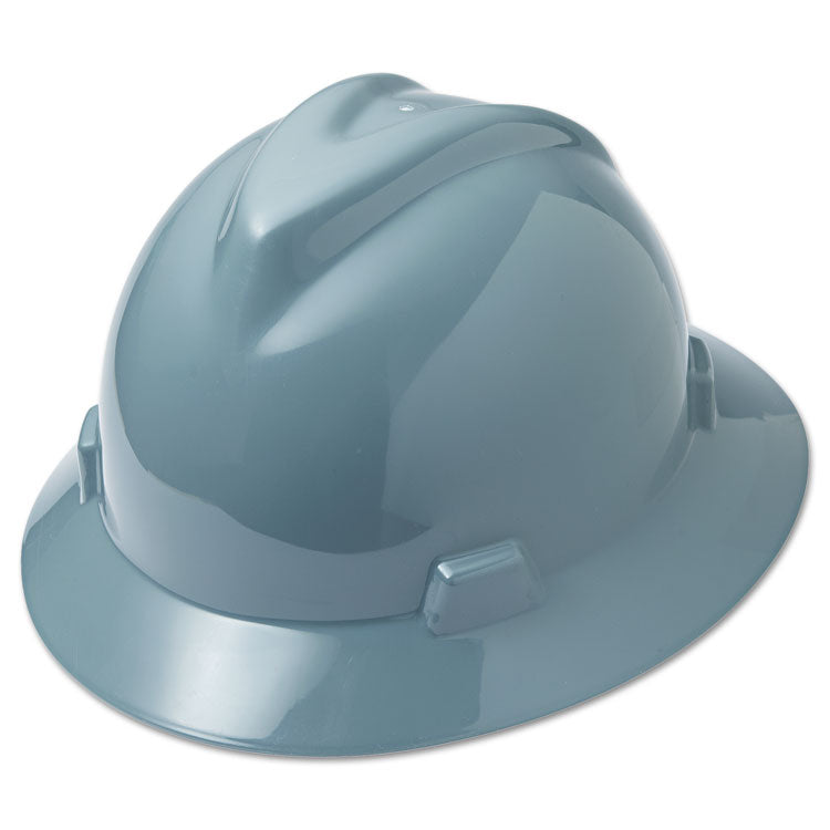 V-Gard Full-Brim Hard Hats, Ratchet Suspension, Size 6 1/2 - 8, Gray - 