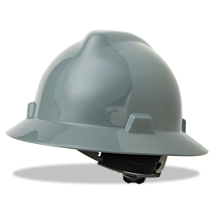 V-Gard Full-Brim Hard Hats, Ratchet Suspension, Size 6 1/2 - 8, Gray - 