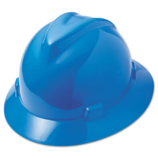 V-Gard Full-Brim Hard Hats, Ratchet Suspension, Size 6.5 to 8, Blue