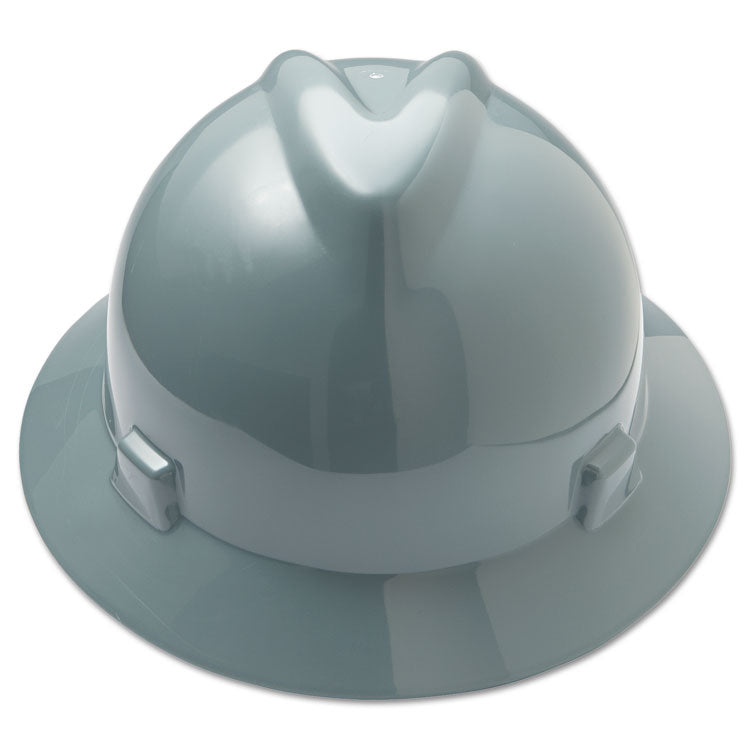 V-Gard Full-Brim Hard Hats, Ratchet Suspension, Size 6 1/2 - 8, Gray - 