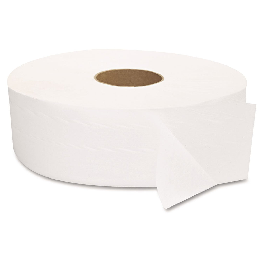 JRT Jumbo Bath Tissue, Septic Safe, 2-Ply, White, 3.3" x 1,375 ft, 12" dia, 6 Rolls/Carton