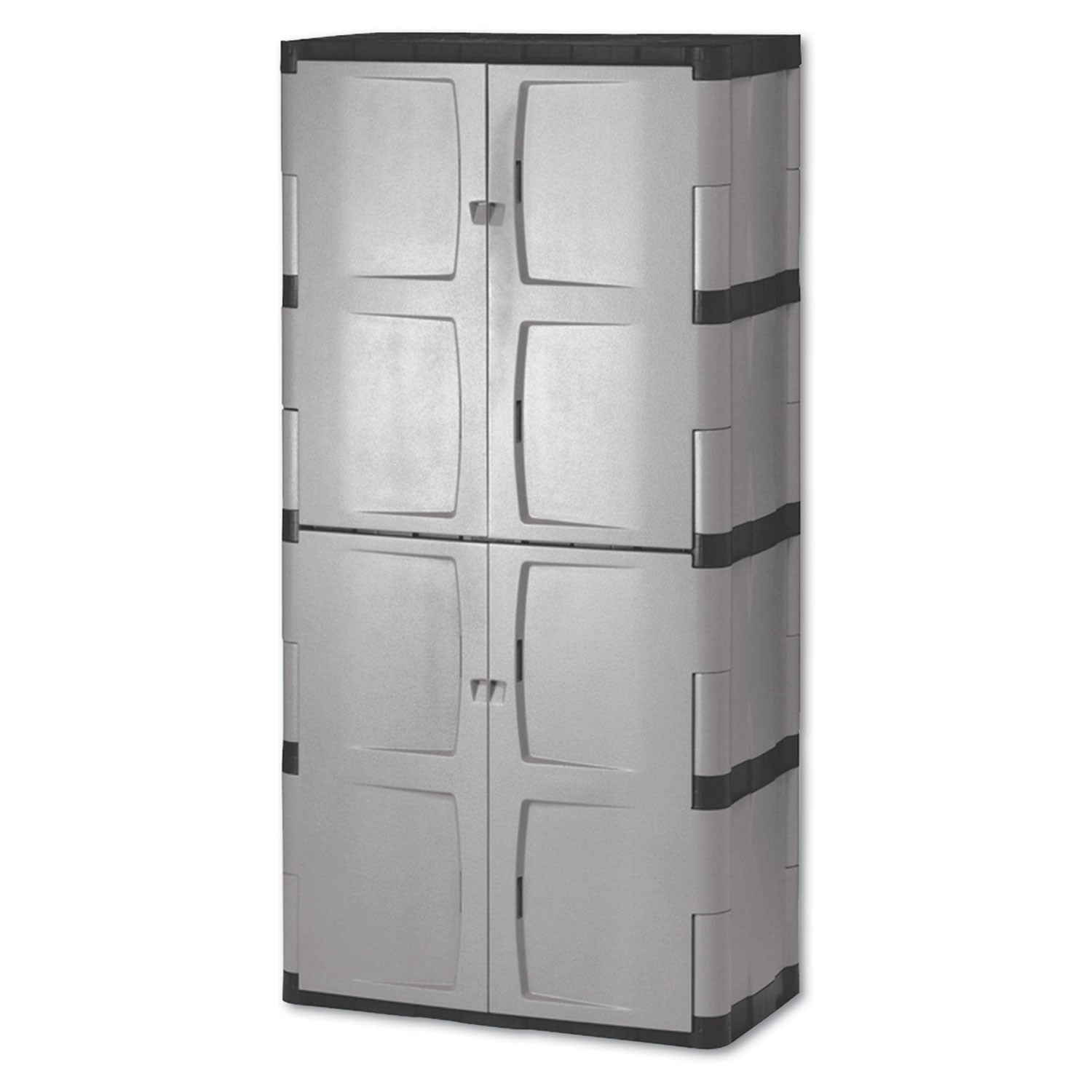 Double-Door Storage Cabinet - Base/Top, 36w x 18d x 72h, Gray/Black - 
