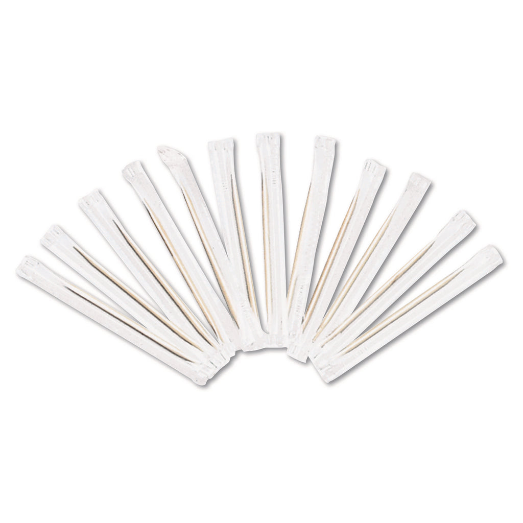 Cello-Wrapped Round Wood Toothpicks, 2.5", Natural, 1,000/Box, 15 Boxes/Carton