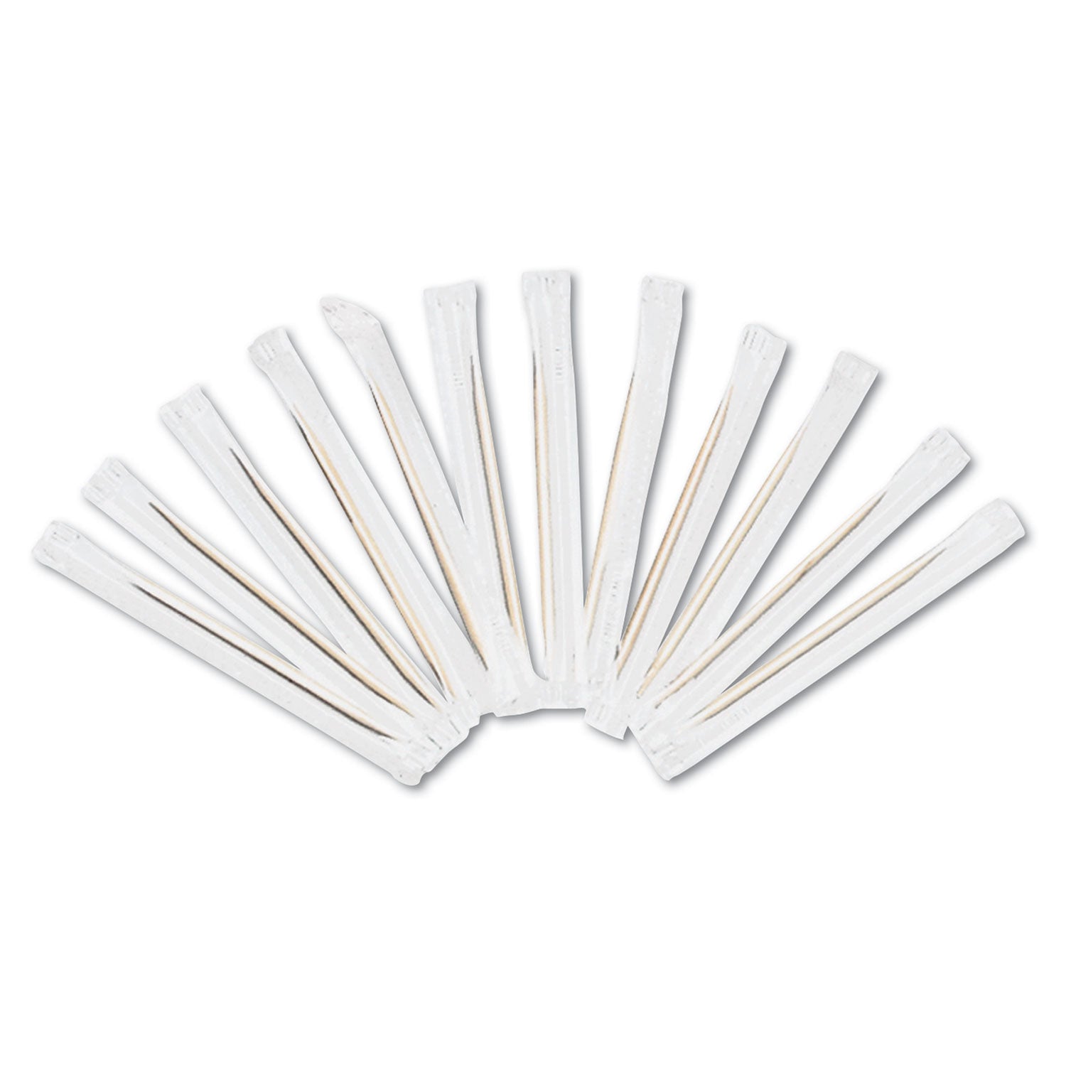 Cello-Wrapped Round Wood Toothpicks, 2.5", Natural, 1,000/Box, 15 Boxes/Carton - 