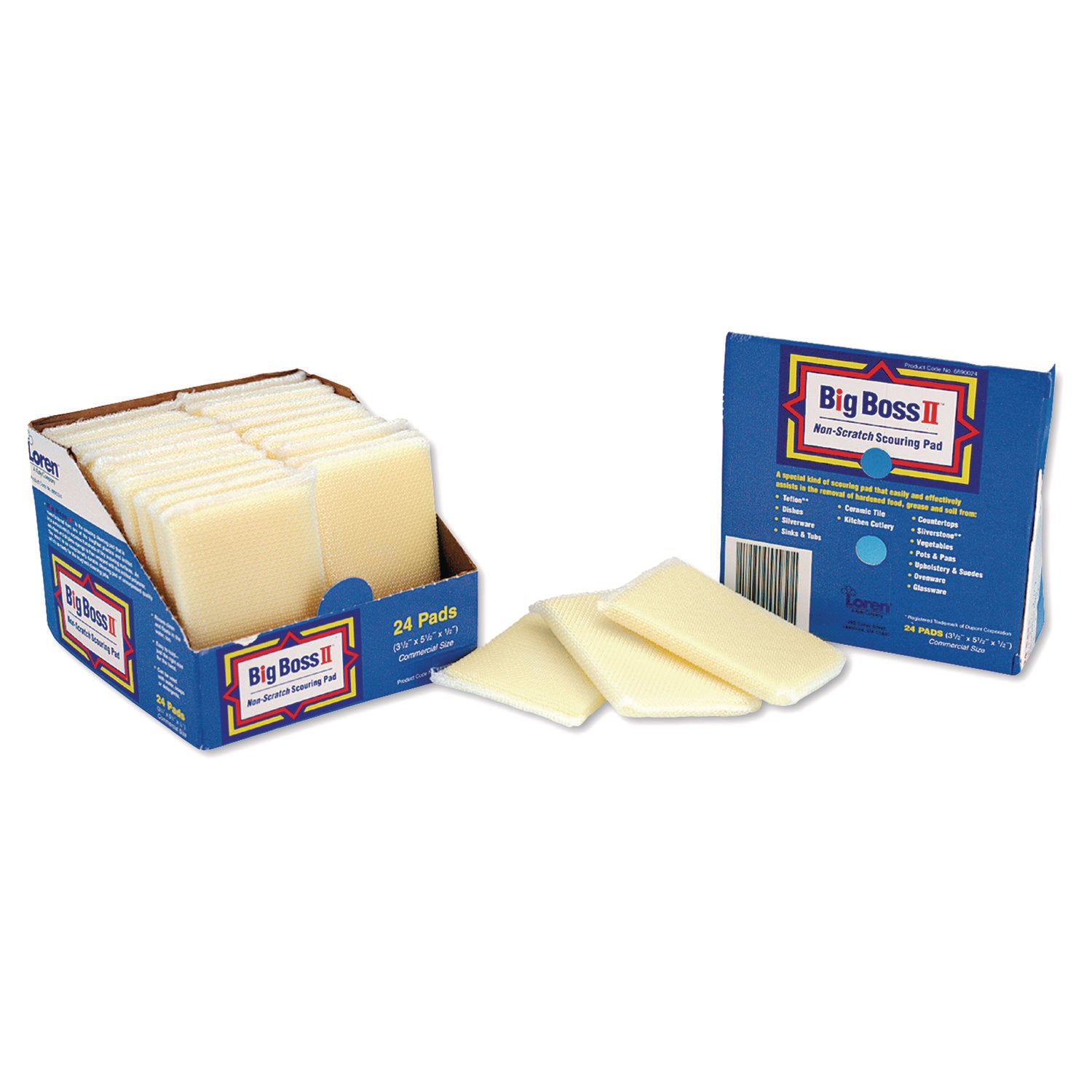 Non-Scratch Scouring Pads, 3.5 x 5.5, Yellow, 24/Carton