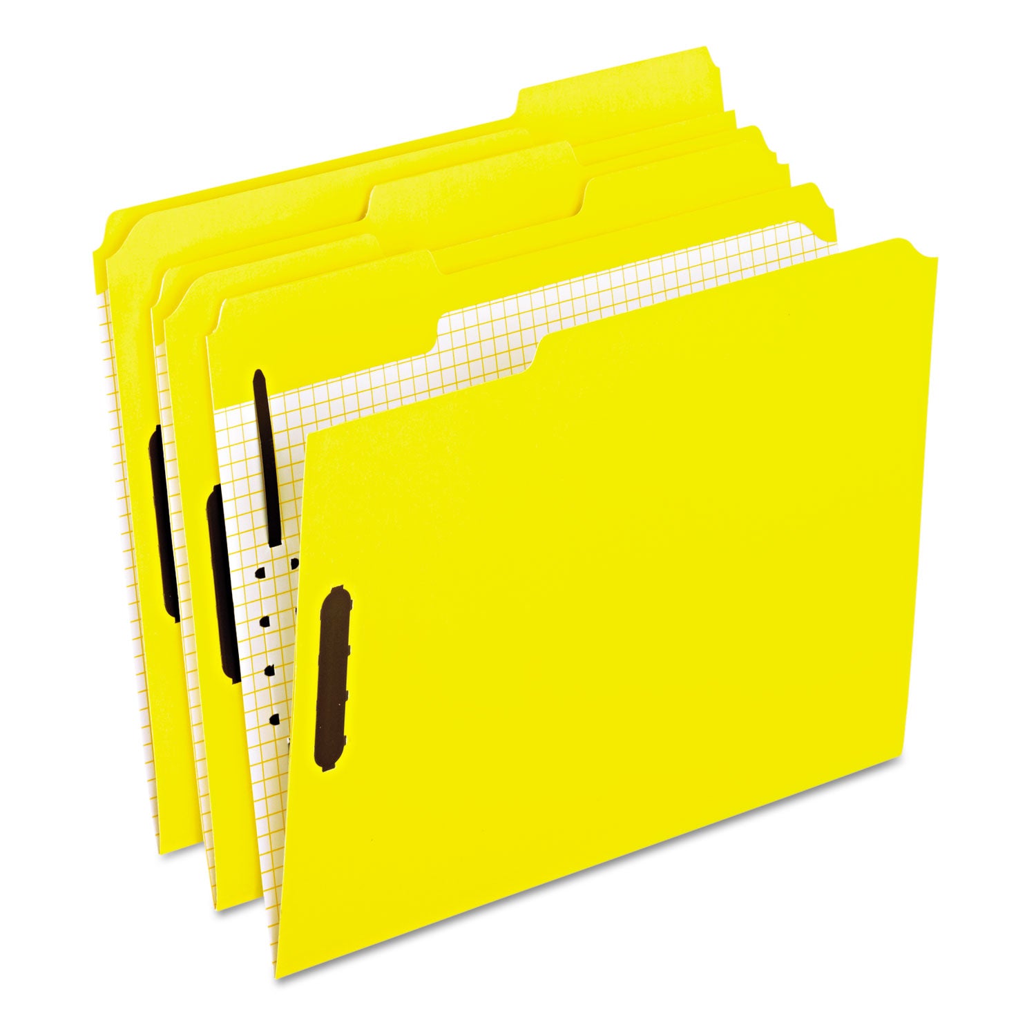 Colored Classification Folders with Embossed Fasteners, 2 Fasteners, Letter Size, Yellow Exterior, 50/Box - 