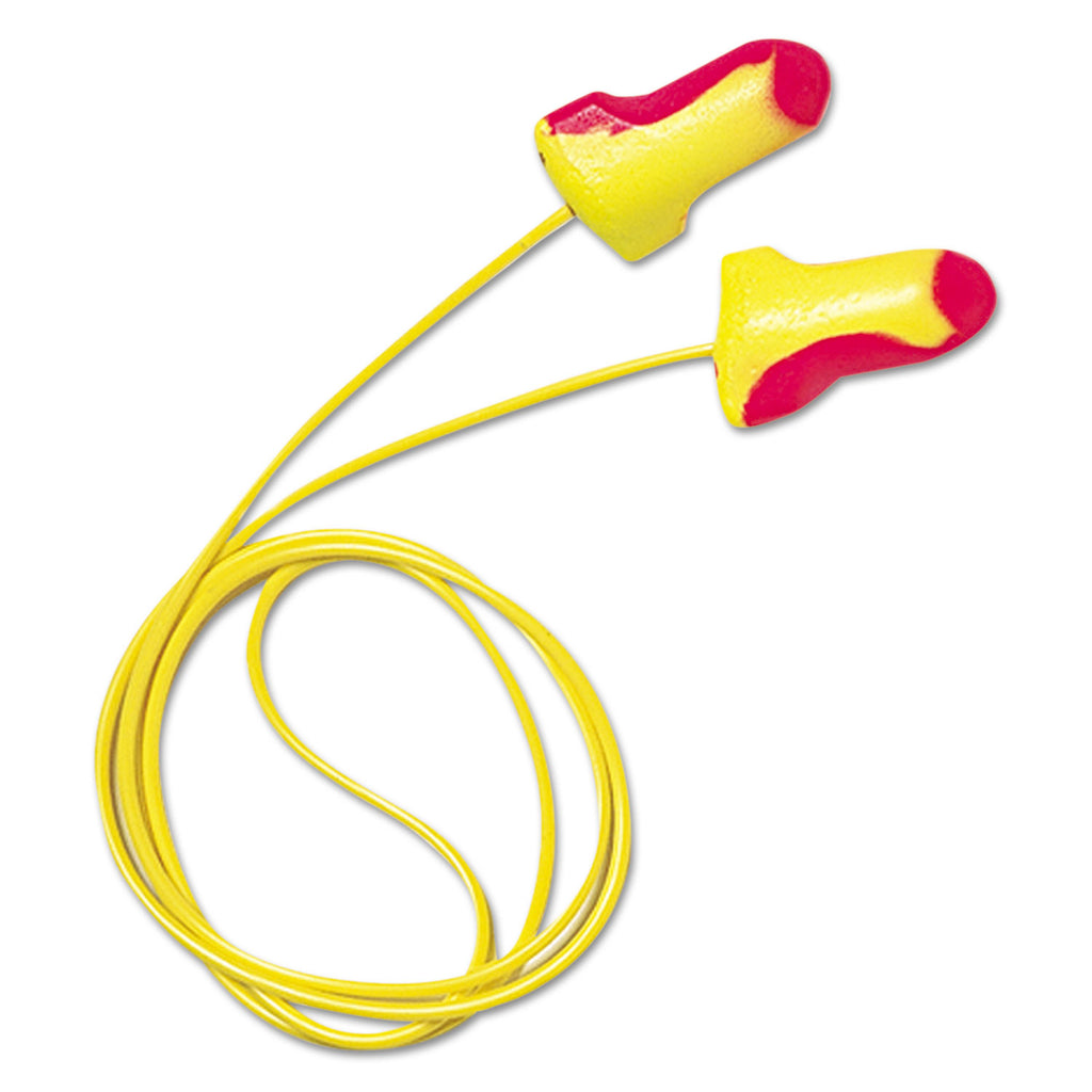 LL-30 Laser Lite Single-Use Earplugs, Corded, 32NRR, Magenta/Yellow, 100 Pairs - 